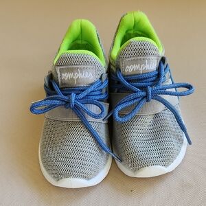 Oomphies Toddler Size 8 Grey Mesh Sneakers with Blue Laces and Lime Interior